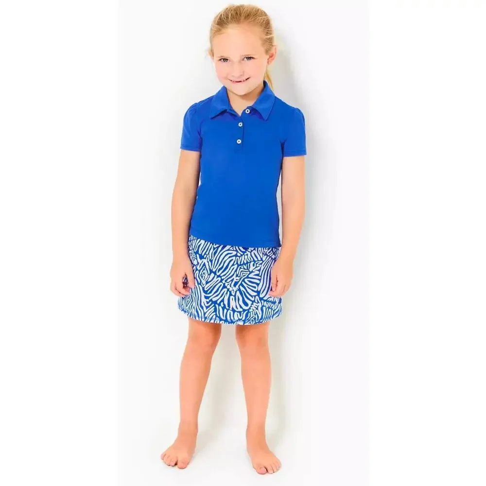 Lilly Pulitzer Luxletic mini Frida polo Girls Blue Large 8/10 Preppy Resortwear